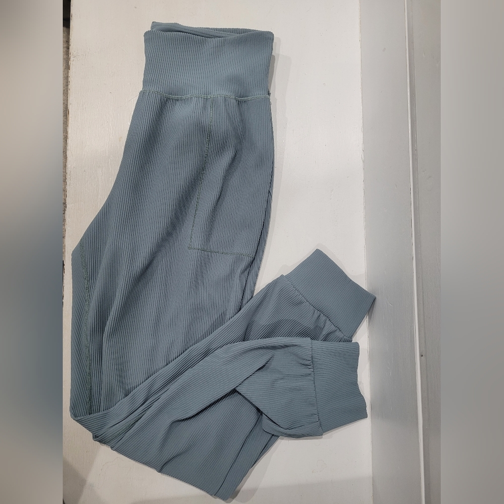 Athleta Women's Teal Blue Salutation Rib High Rise Jogger Size Large. - Picture 9 of 11